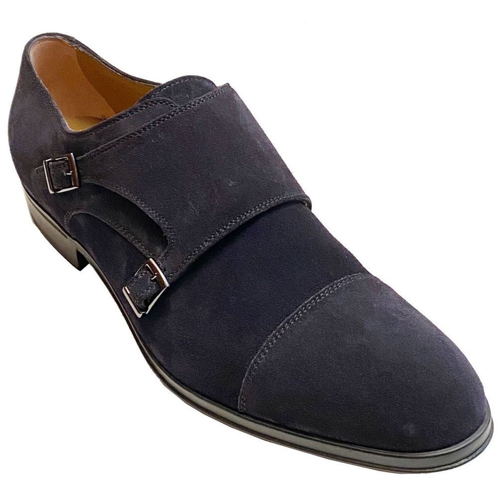 Hugo Boss Blue Suede Derek‎ Double Monk Strap Shoes Sz. 11